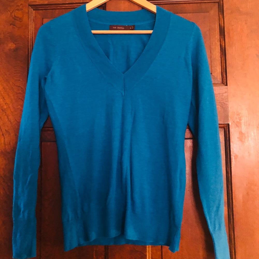 Bright Jewel Toned Blue V Neck Sweater